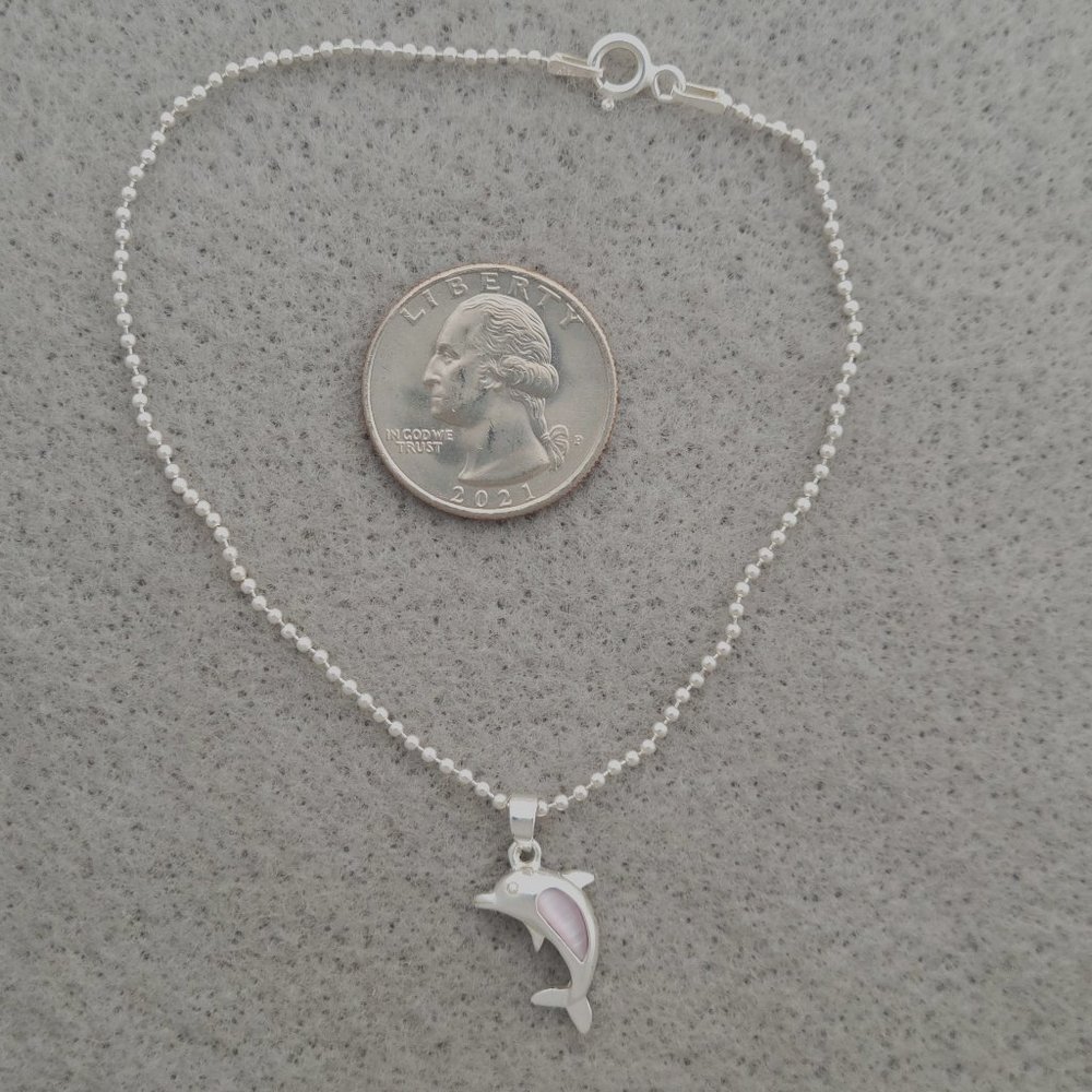 Anklet 925 Sterling Silver Chain and Dolphin Charm